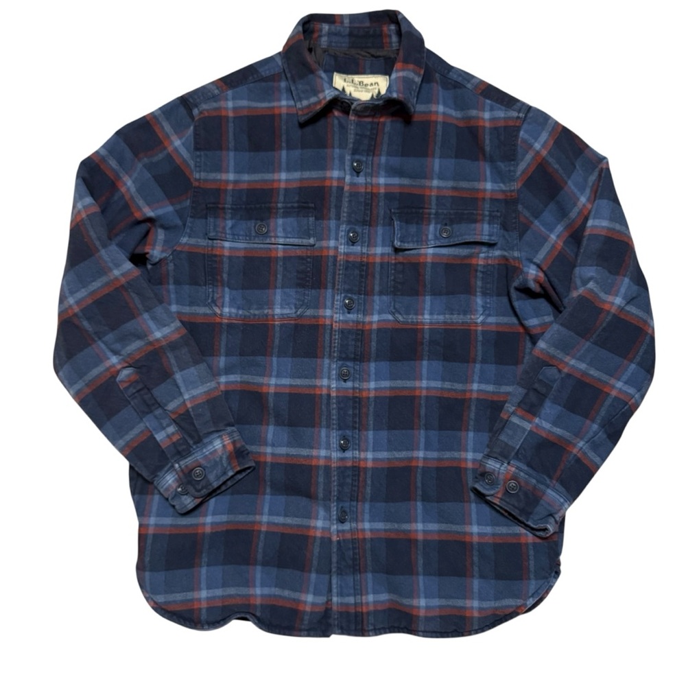 LL Bean Flannel Button Front Plaid Shirt Shacket Lined Gorpcore Cabincore Sz S